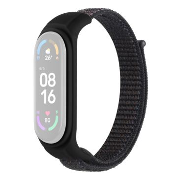 Xiaomi Mi Band 7 / 6 / 5 nylon urrem med silikone cover - Officiel Sort