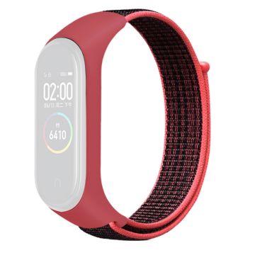 Xiaomi Mi Band 7 / 6 / 5 nylon urrem - Rød / Sort