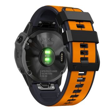 26 mm dobbeltfarvet silikoneurrem til Garmin-ur - Orange / Sort