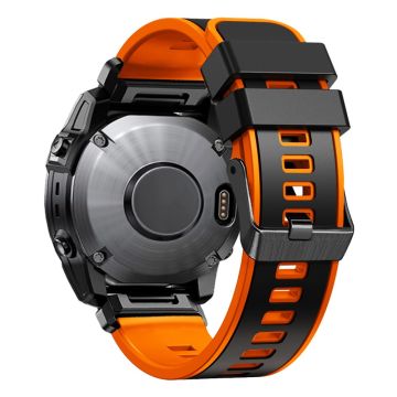 Dobbeltfarvet silikoneurrem til Garmin Watch - Sort / Orange