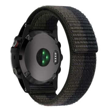 26 mm nylonrem med syninger til Garmin-ur - Sort / Grå