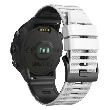 24 mm dobbeltfarvet silikonerem til Suunto- og Fossil-ure - Hvid / Sort