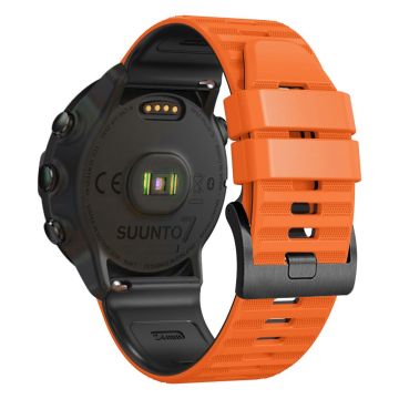 24 mm dobbeltfarvet silikonerem til Suunto- og Fossil-ure - Orange / Sort