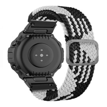 Amazfit T-Rex Pro / T-Rex / Ares fleksibel nylon urrem - Sort / Hvid